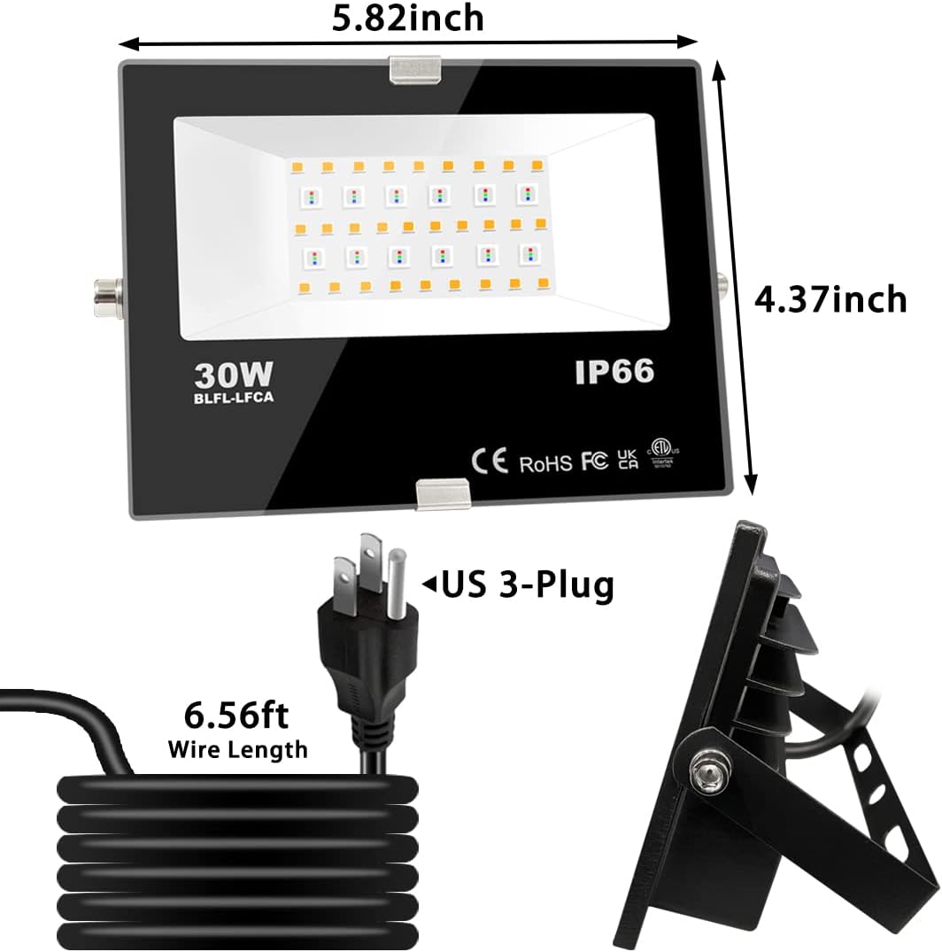 MELPO LED Flood Light Outdoor 30W, 300W Equivalent RGB Landscape Lighting
