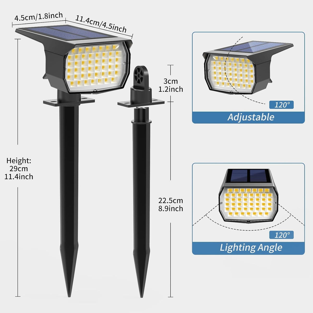 WENATY Solar Spot Lights Outdoor Waterproof Spotlights 12 Pack Warm White