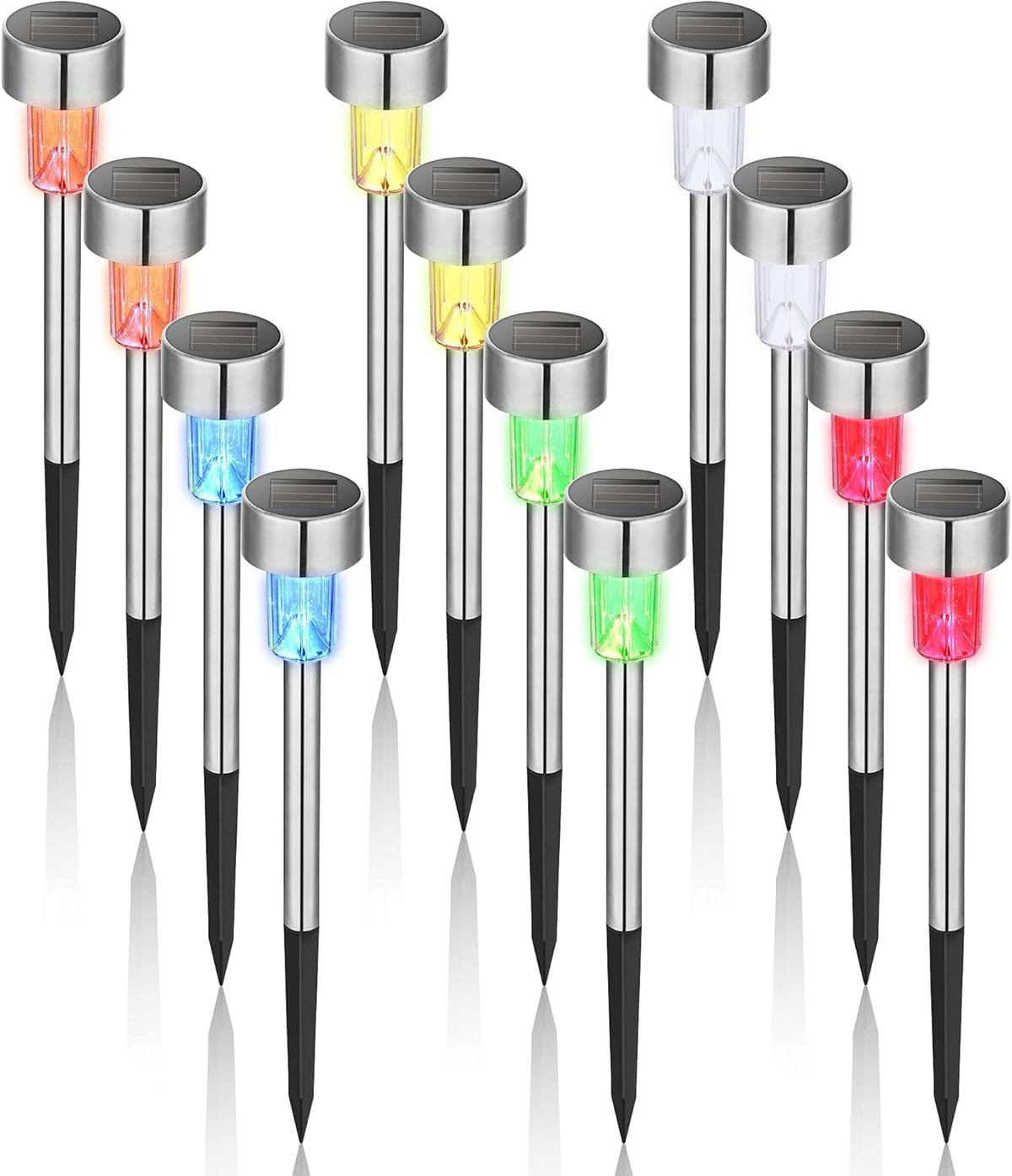GIGALUMI Outdoor Waterproof Solar Garden Lights, 12 Pack Cold White