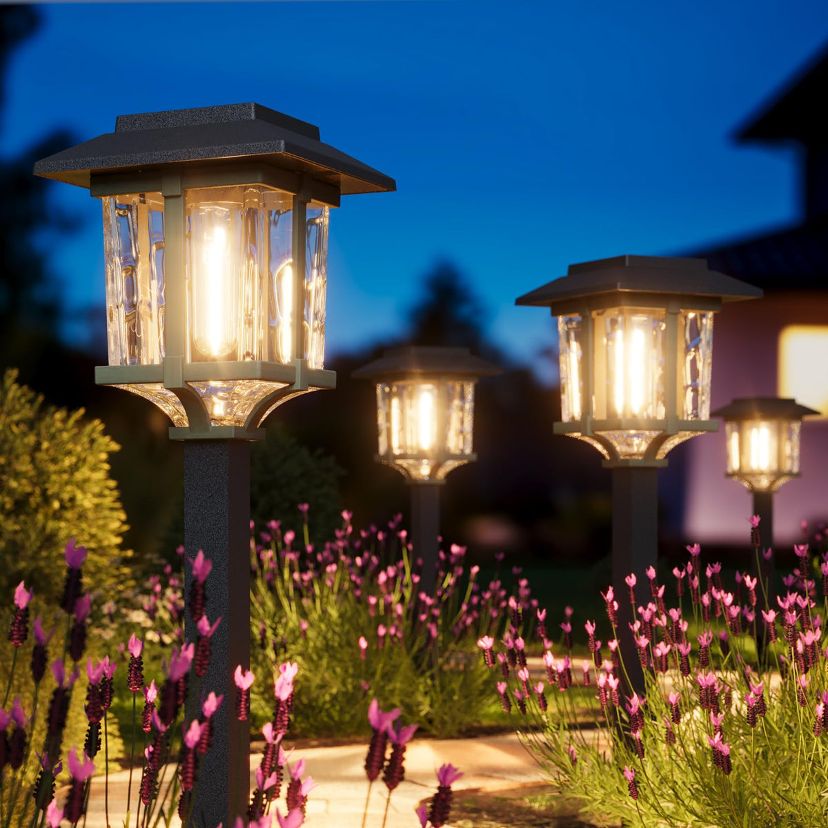 XMCOSY+ Solar Pathway Lights Outdoor 4 Pack, Warm White Solar Garden Lights