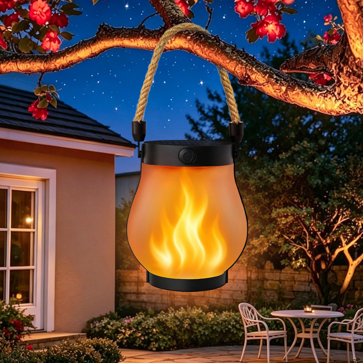 6 Pack Solar Lanterns Outdoor Waterproof Flickering Flame Halloween Lights
