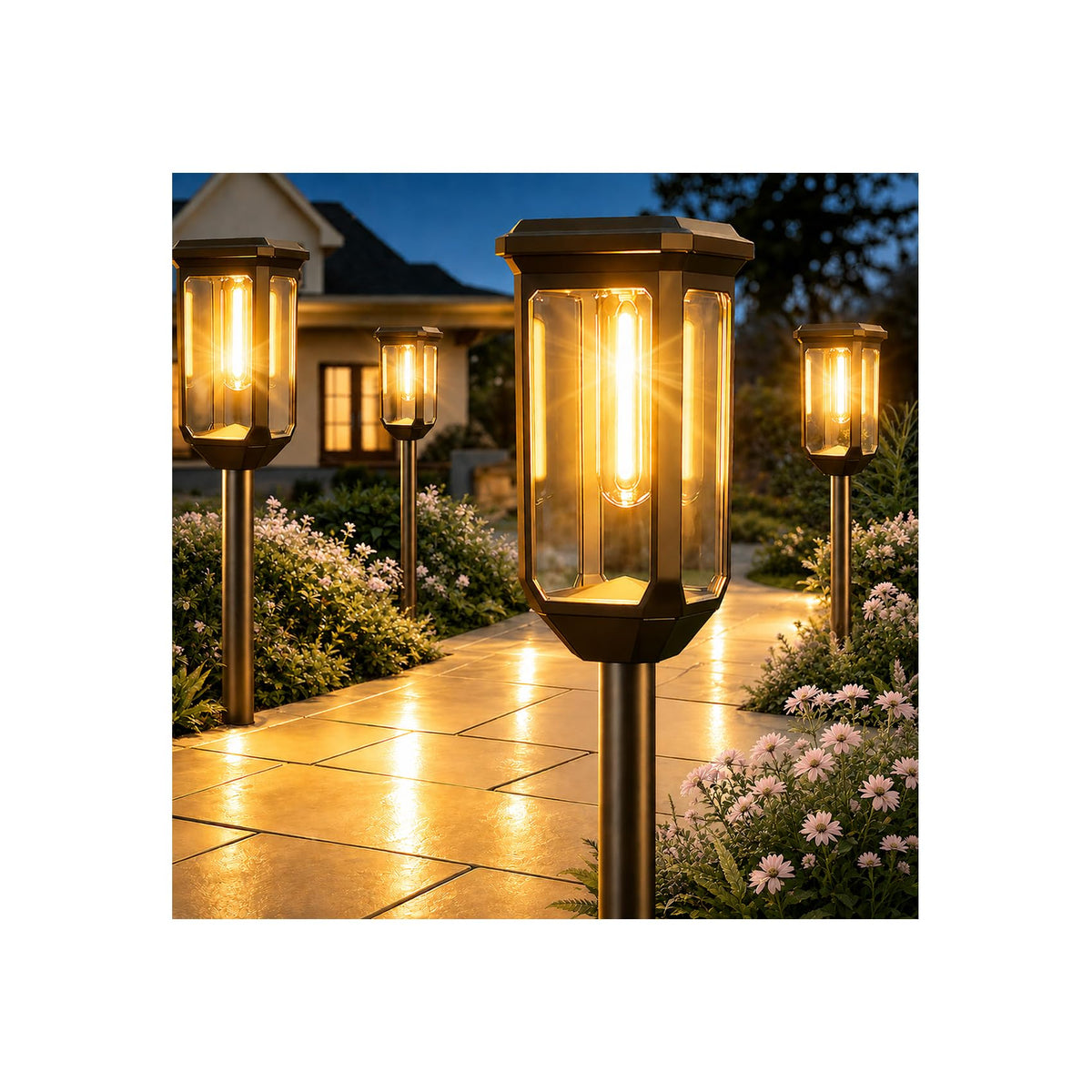 Tenmiro Solar Pathway Lights Outdoor 8 Pack, Bright Solar Garden Lights