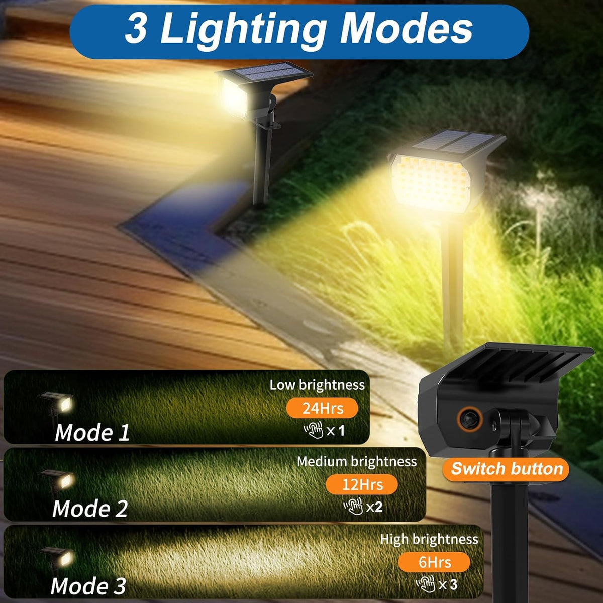 WENATY Solar Spot Lights Outdoor Waterproof Spotlights 12 Pack Warm White