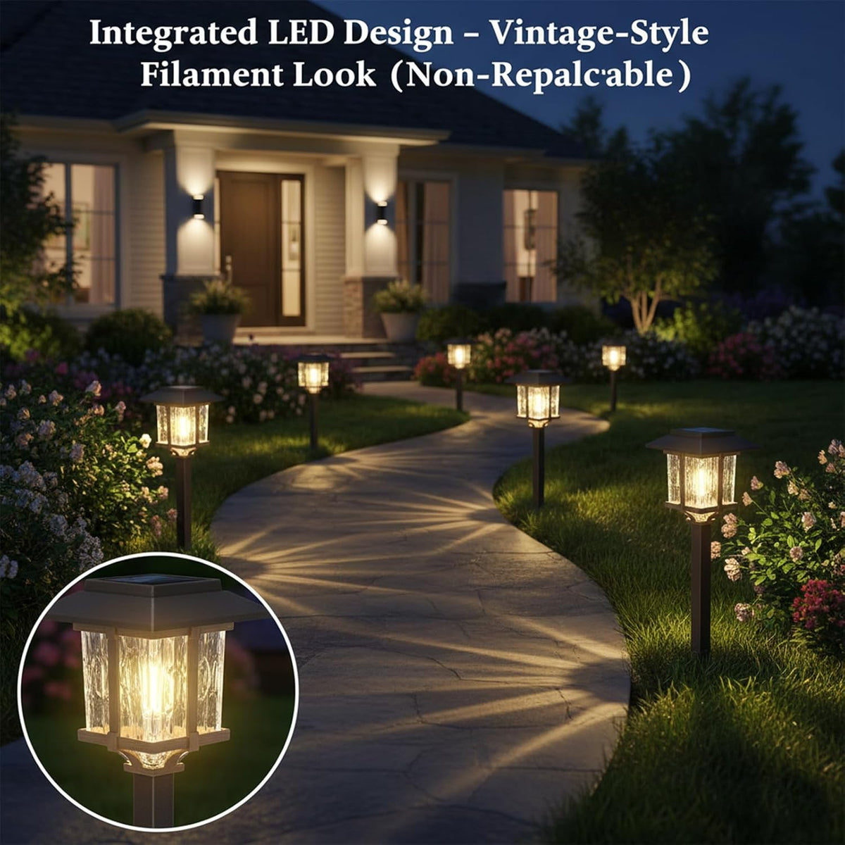 XMCOSY+ Solar Pathway Lights Outdoor 4 Pack, Warm White Solar Garden Lights