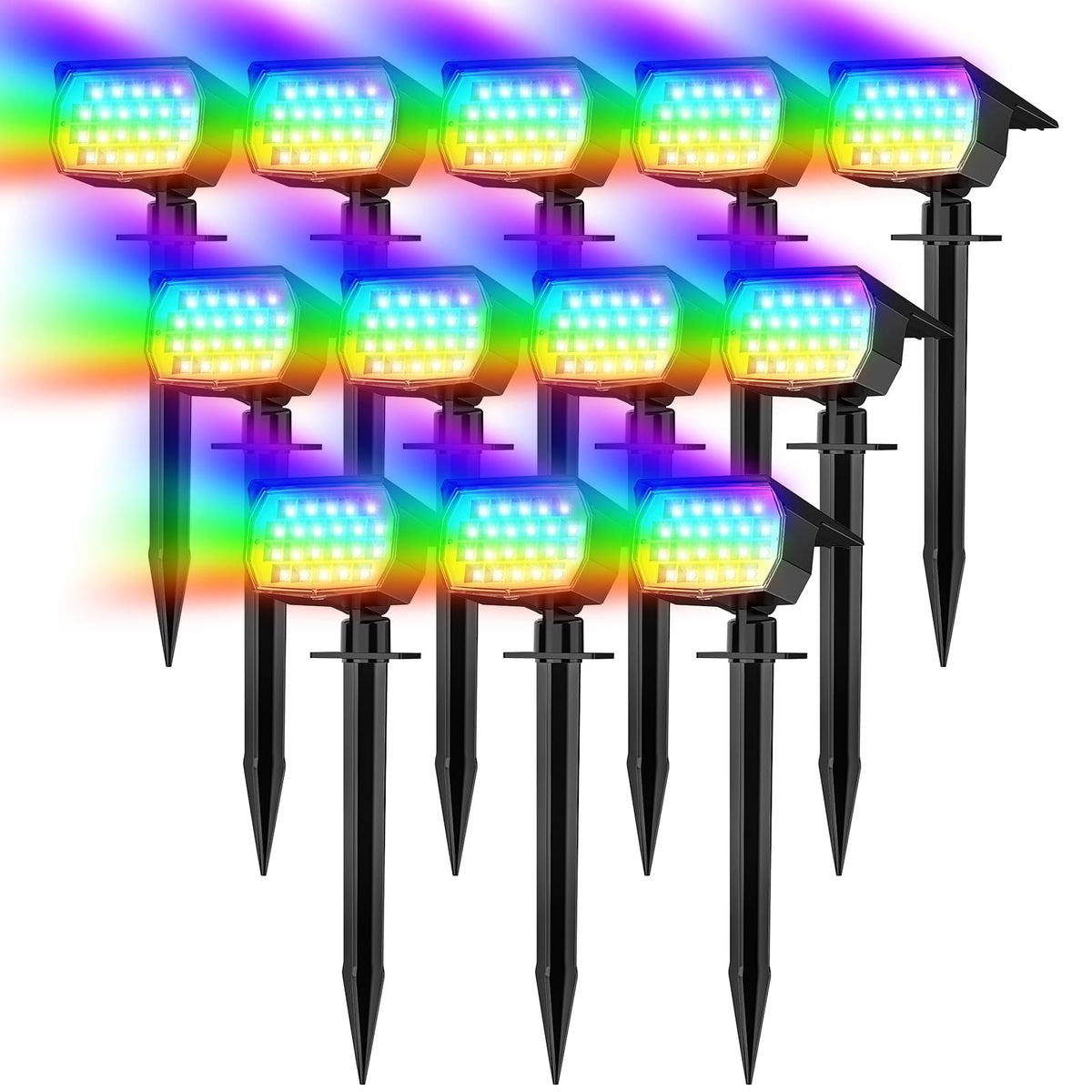 WENATY Solar Spot Lights Outdoor Waterproof Spotlights 12 Pack Warm White