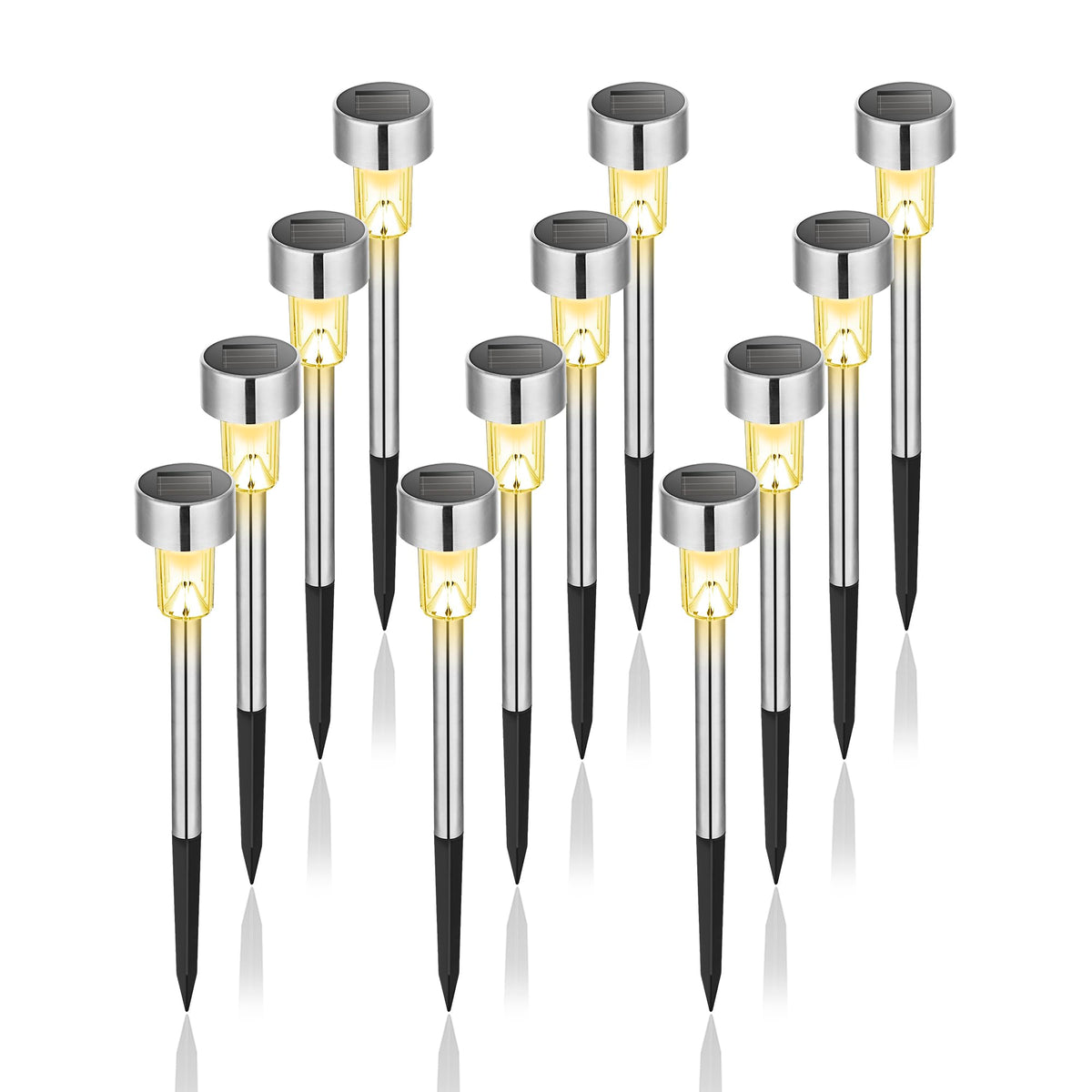 GIGALUMI Outdoor Waterproof Solar Garden Lights, 12 Pack Cold White