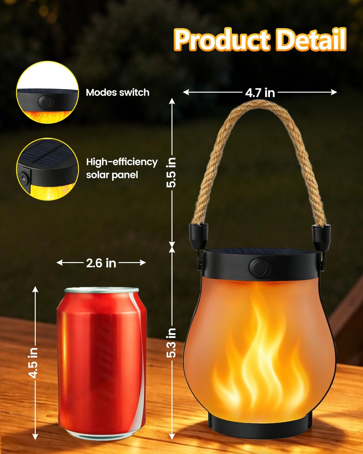 6 Pack Solar Lanterns Outdoor Waterproof Flickering Flame Halloween Lights
