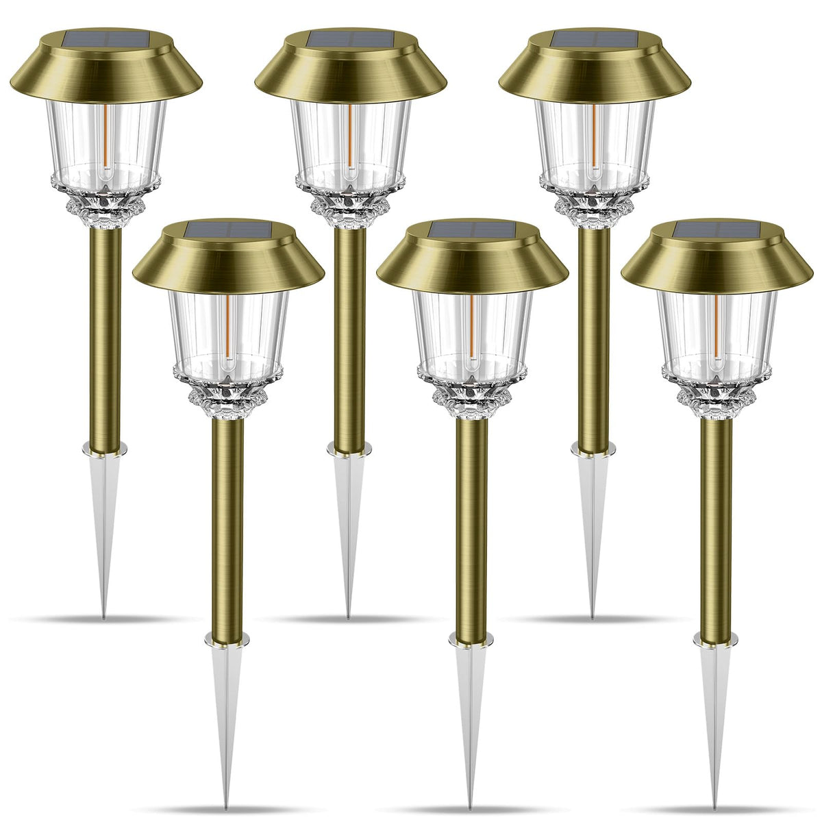 XMCOSY+ Solar Pathway Lights Outdoor, 6 Pack Solar Light Outdoor Waterproof