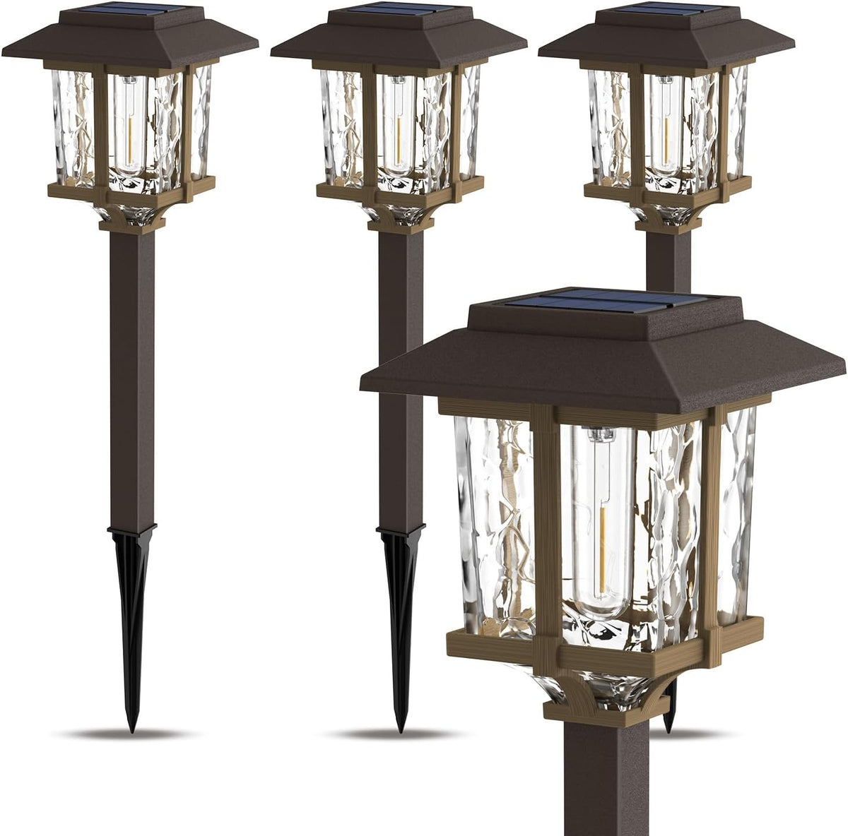 XMCOSY+ Solar Pathway Lights Outdoor 4 Pack, Warm White Solar Garden Lights