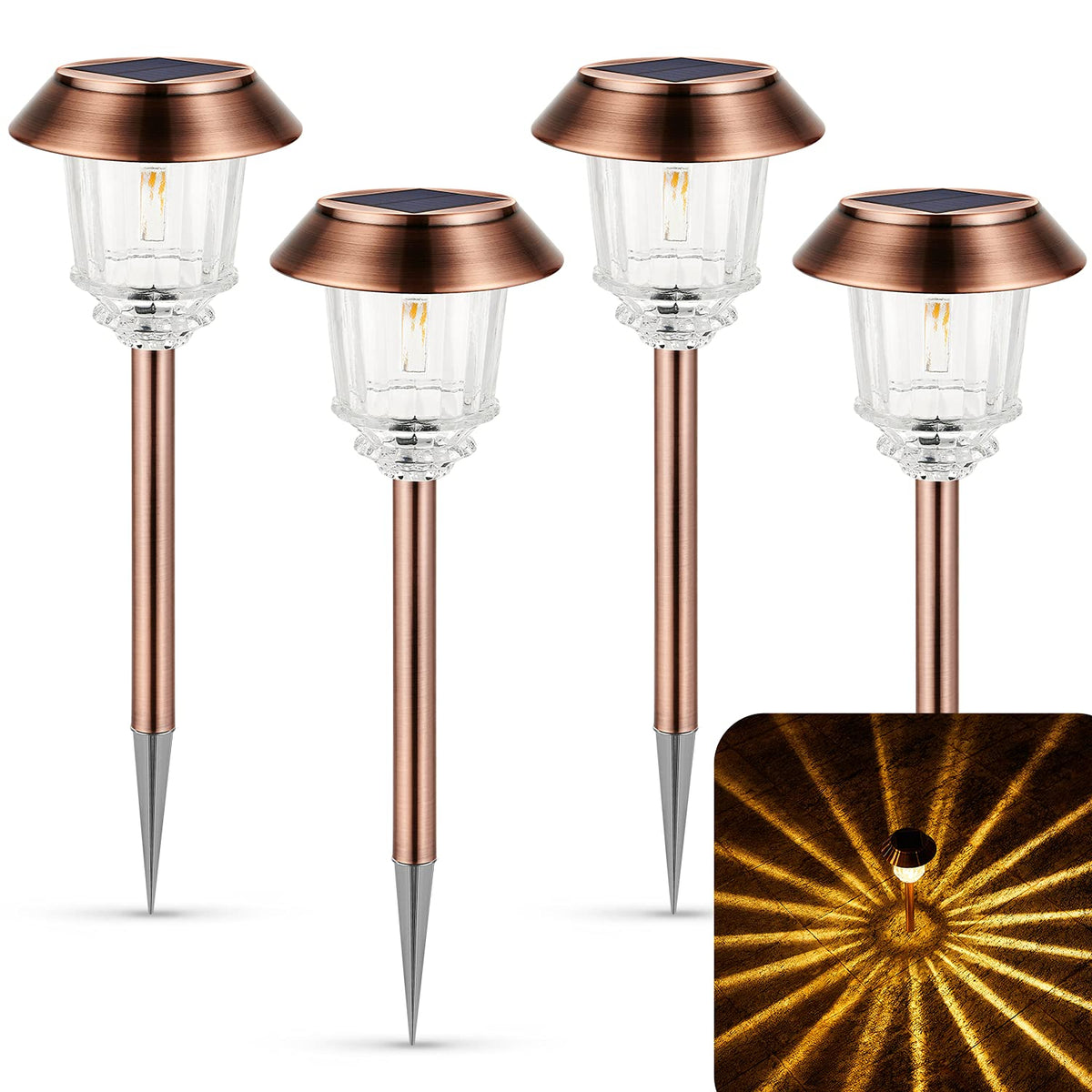 XMCOSY+ Solar Pathway Lights Outdoor, 6 Pack Solar Light Outdoor Waterproof