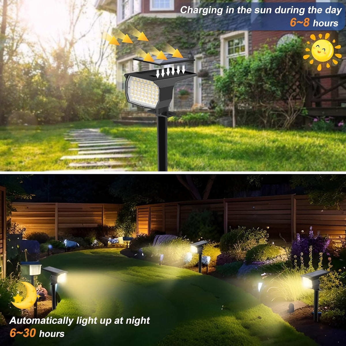 WENATY Solar Spot Lights Outdoor Waterproof Spotlights 12 Pack Warm White