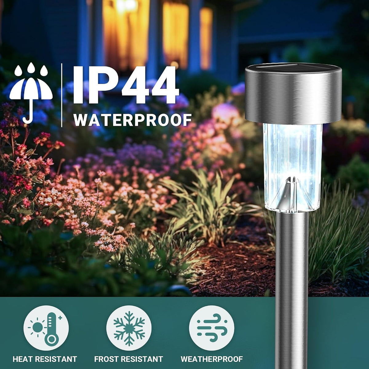 GIGALUMI Outdoor Waterproof Solar Garden Lights, 12 Pack Cold White