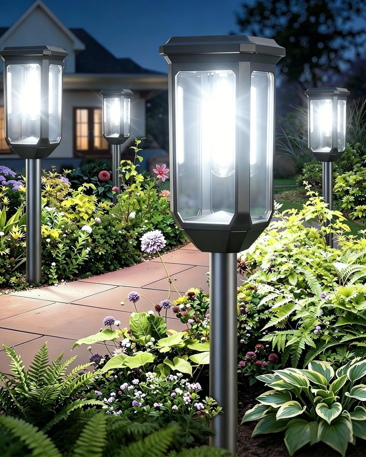 Tenmiro Solar Pathway Lights Outdoor 8 Pack, Bright Solar Garden Lights