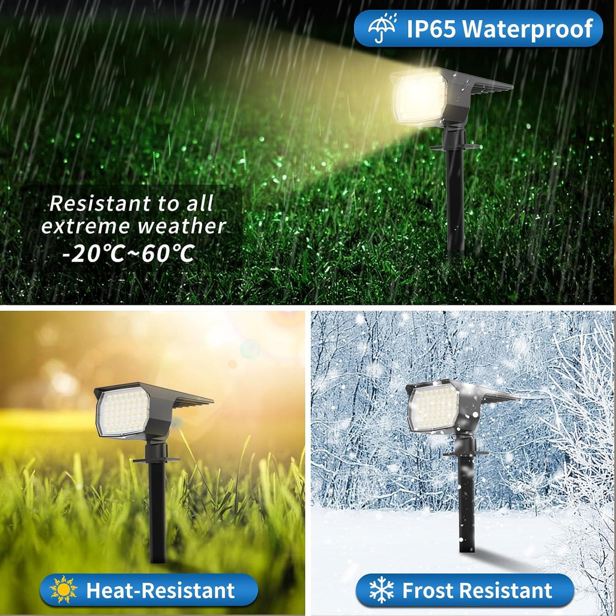 WENATY Solar Spot Lights Outdoor Waterproof Spotlights 12 Pack Warm White