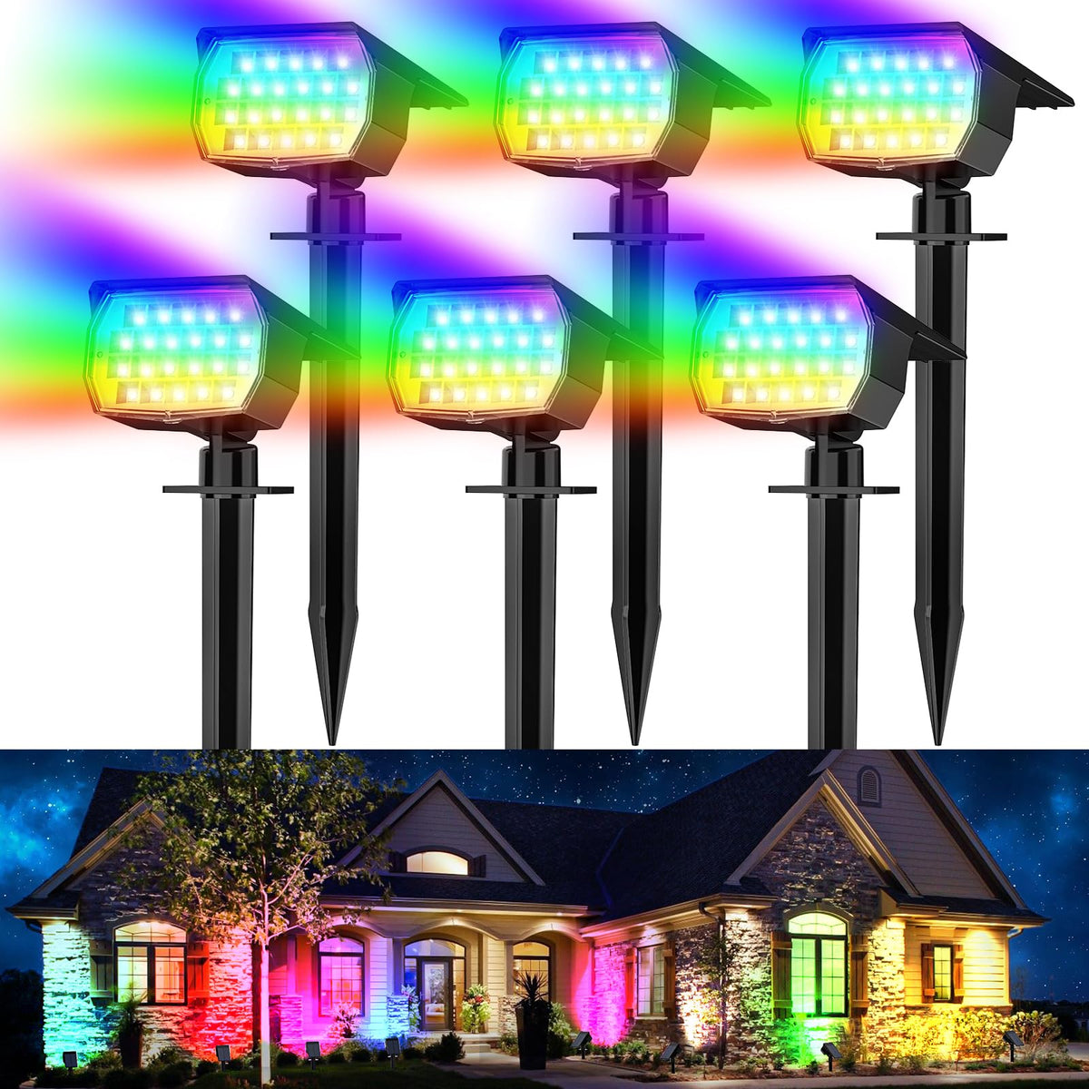 WENATY Solar Spot Lights Outdoor Waterproof Spotlights 12 Pack Warm White