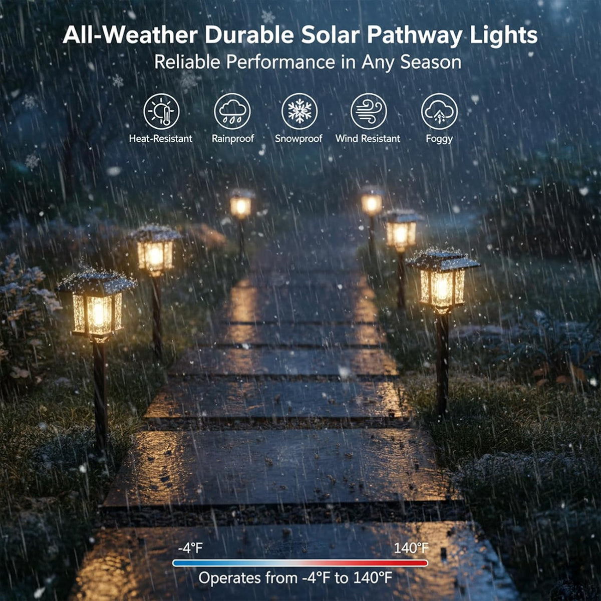 XMCOSY+ Solar Pathway Lights Outdoor 4 Pack, Warm White Solar Garden Lights