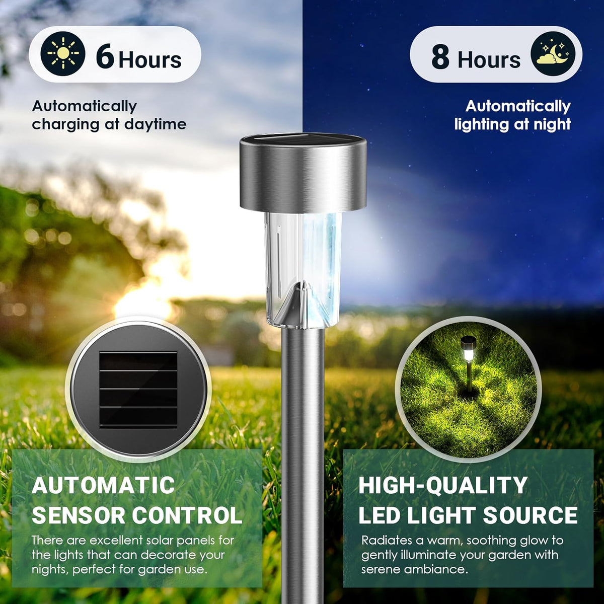 GIGALUMI Outdoor Waterproof Solar Garden Lights, 12 Pack Cold White