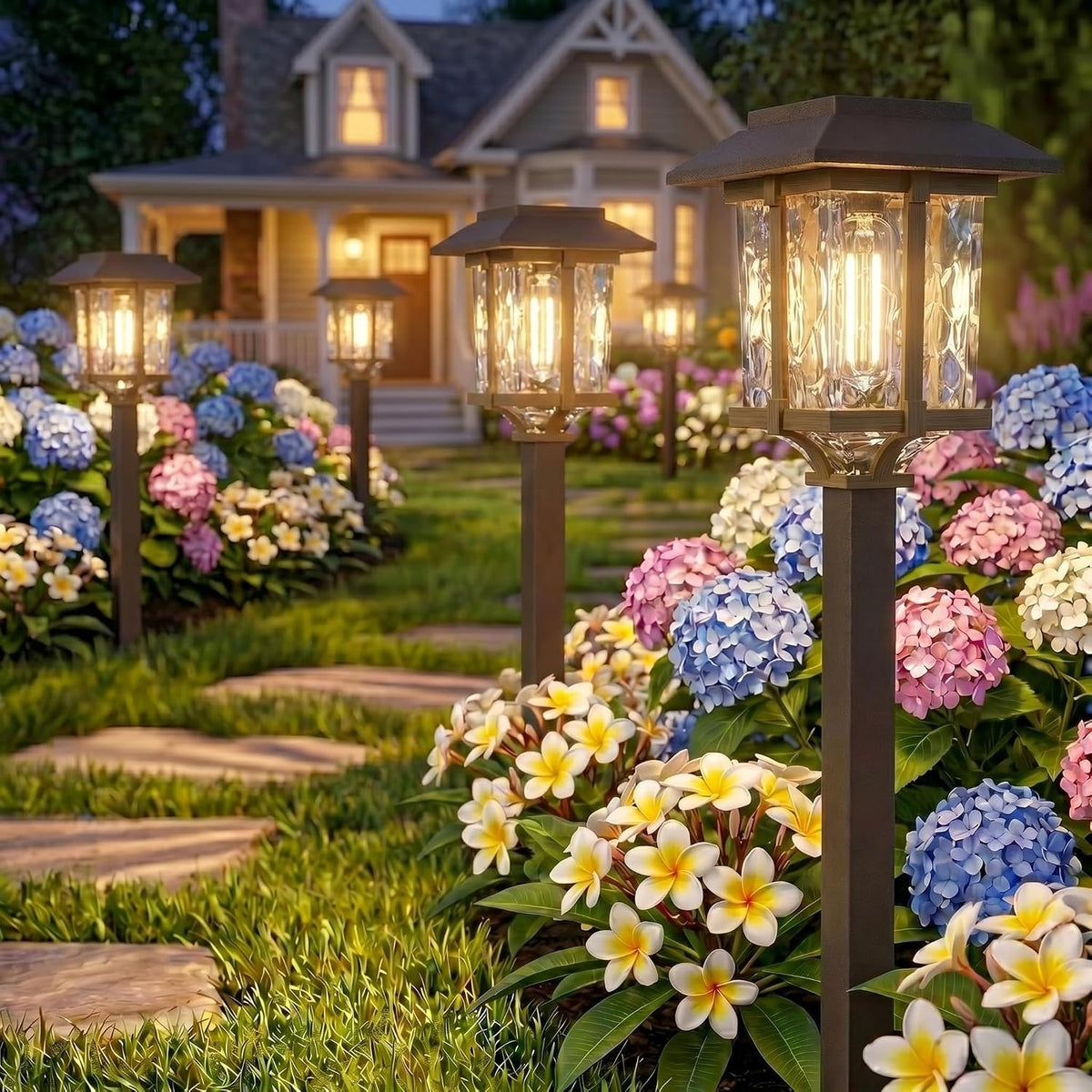 XMCOSY+ Solar Pathway Lights Outdoor 4 Pack, Warm White Solar Garden Lights