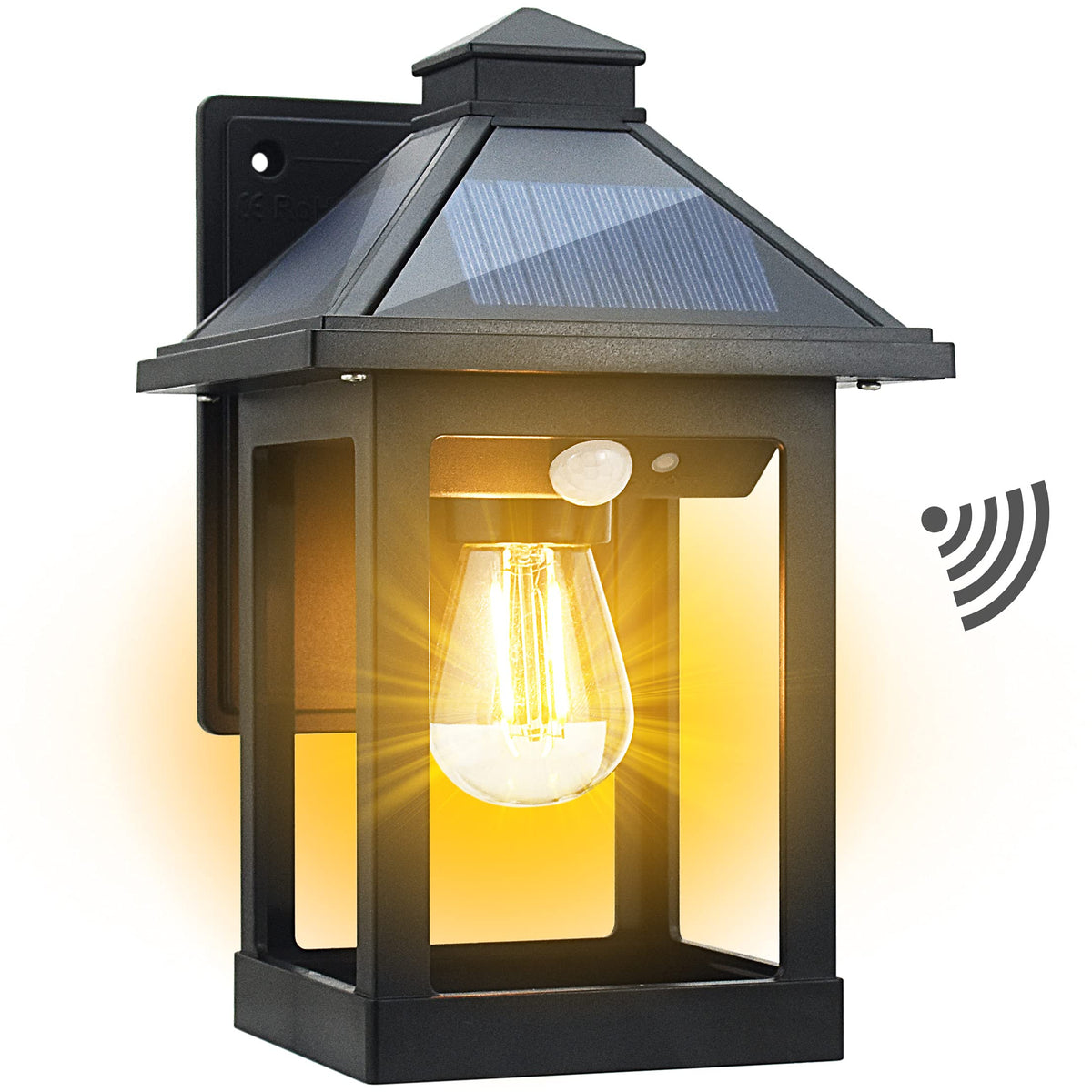 2 Pack Solar Wall Lanterns Outdoor with 3 Modes, Dusk to Dawn Motion Sensor