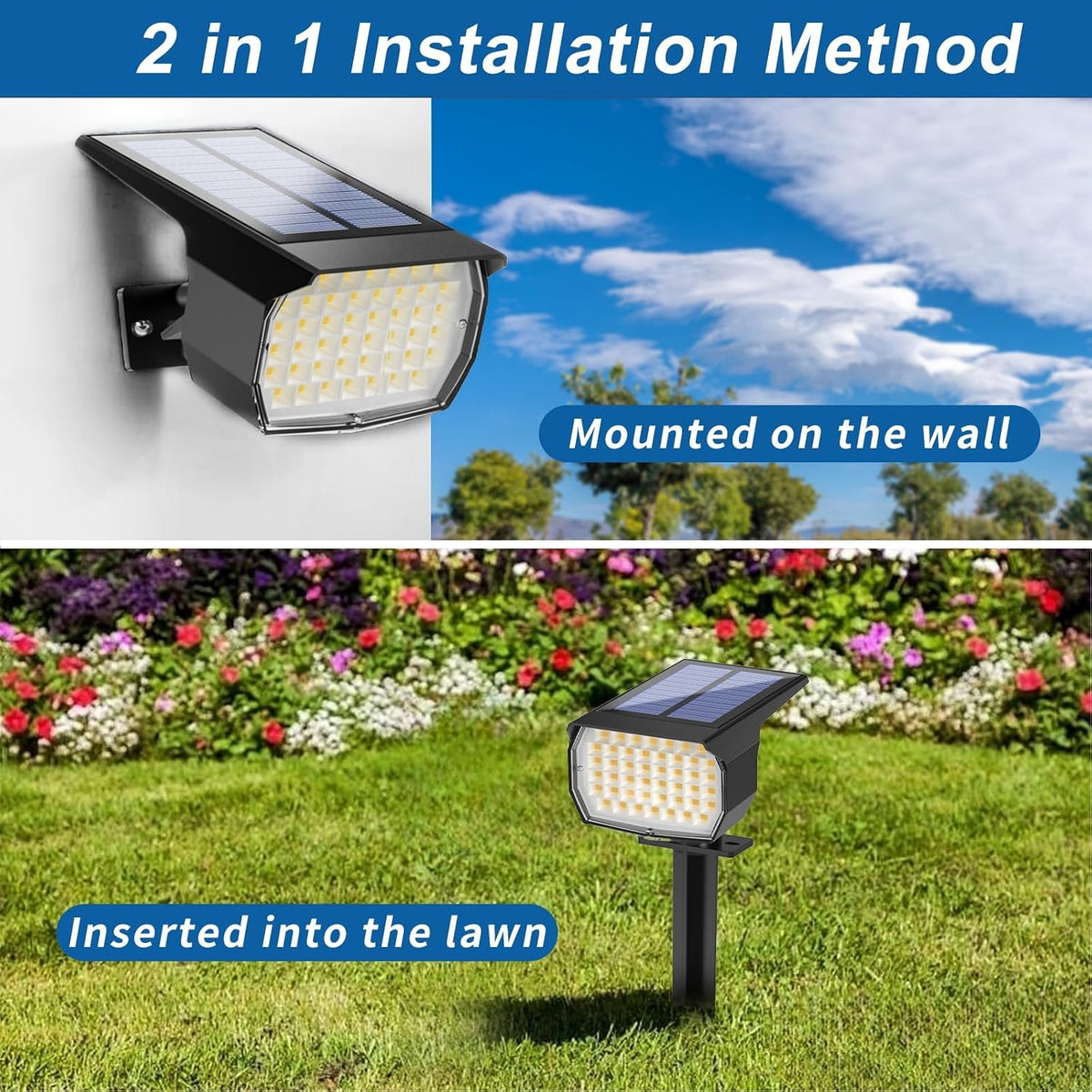 WENATY Solar Spot Lights Outdoor Waterproof Spotlights 12 Pack Warm White