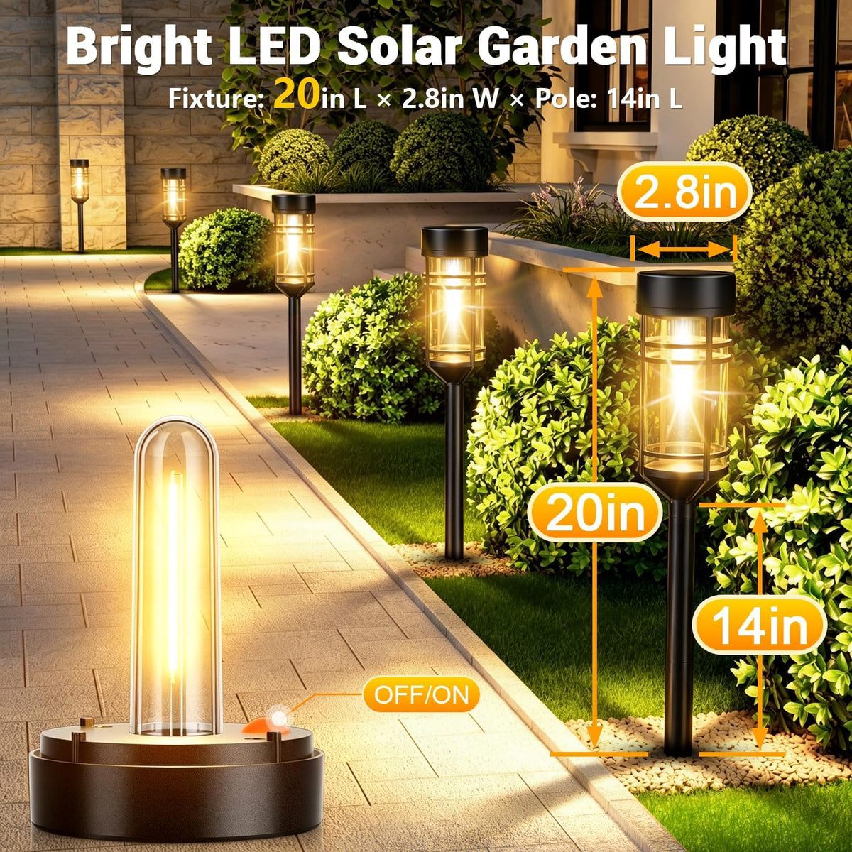 Amzarp 16 Pack Solar Garden Lights, Outdoor Bright LED Solar Pathway Lights