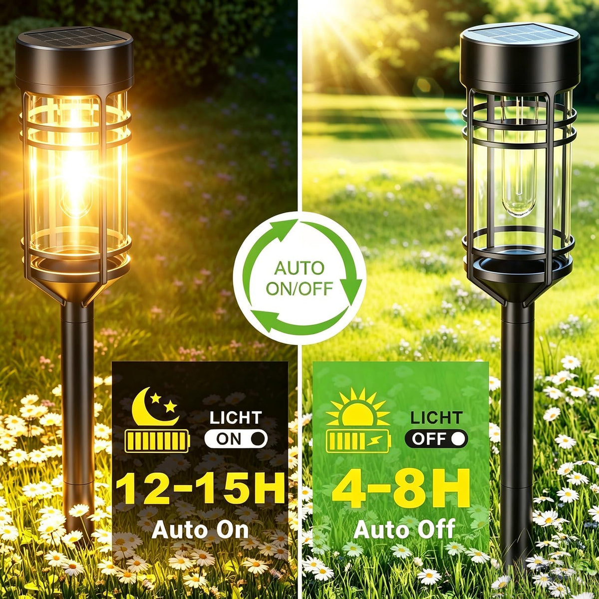 Amzarp 16 Pack Solar Garden Lights, Outdoor Bright LED Solar Pathway Lights