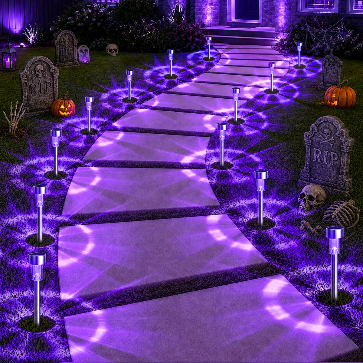 GIGALUMI Outdoor Waterproof Solar Garden Lights, 12 Pack Cold White