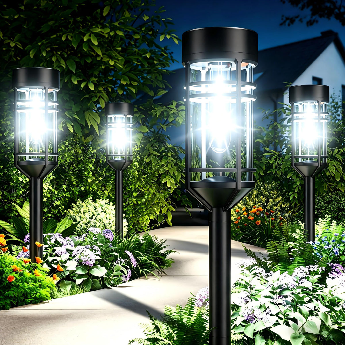 Amzarp 16 Pack Solar Garden Lights, Outdoor Bright LED Solar Pathway Lights