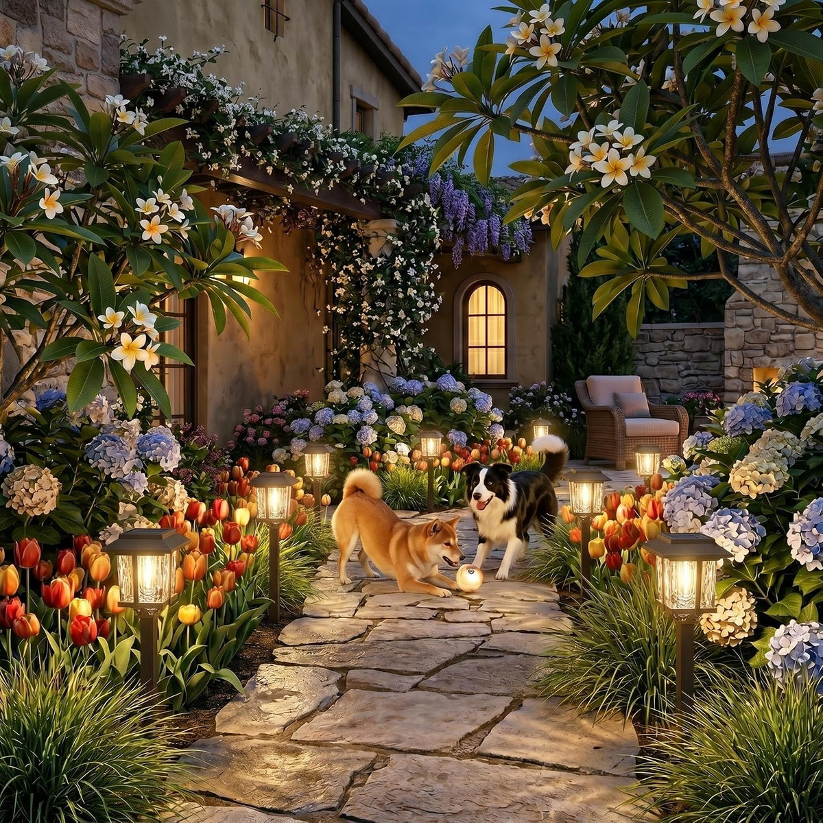 XMCOSY+ Solar Pathway Lights Outdoor 4 Pack, Warm White Solar Garden Lights