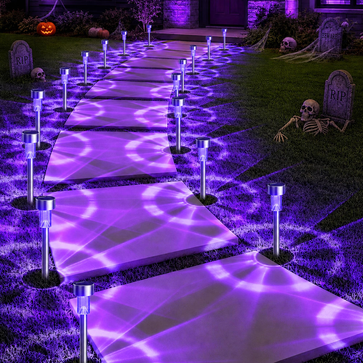 GIGALUMI Outdoor Waterproof Solar Garden Lights, 12 Pack Cold White